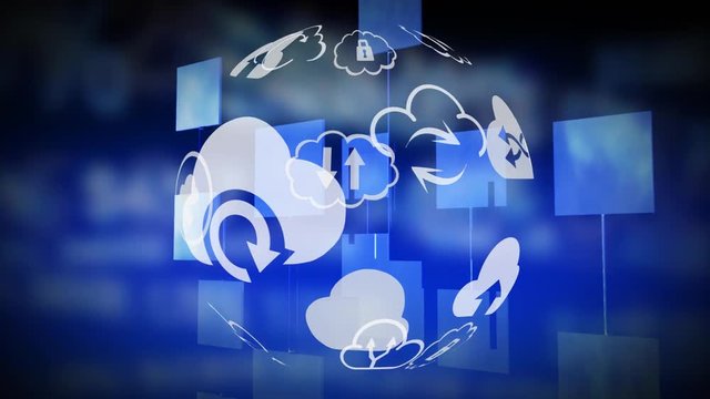 Different clouds icons and squares