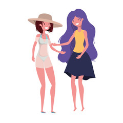 dancing women in white background