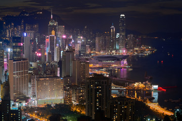 Fototapeta na wymiar night cityscape of famous view of hong kong