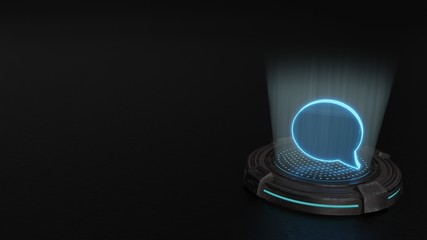 3d hologram symbol of rounded chat bubble icon render