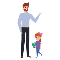 happy student girl with male teacher