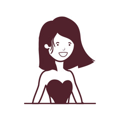 silhouette of woman with swimsuit on white background