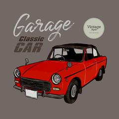 Classic car, hand draw sketch vector.