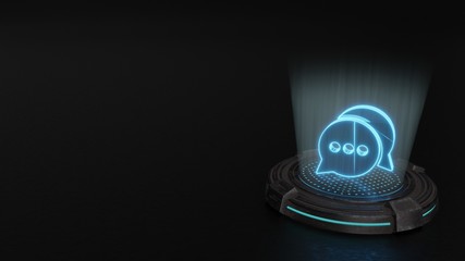 3d hologram symbol of two rounded chat bubbles icon render