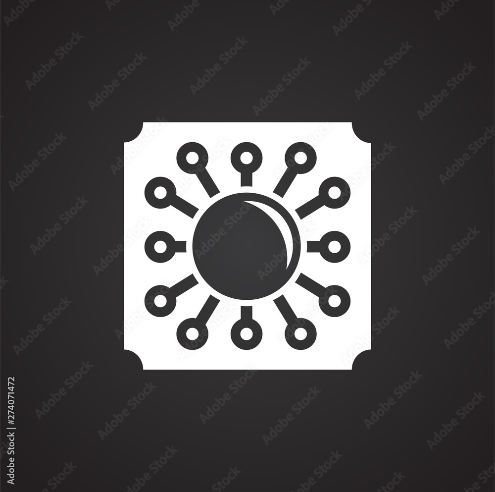 Poster computer chip related icon on background for graphic and web design. simple illustration. internet c