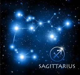 abstract space background with stars and Sagittarius constellation