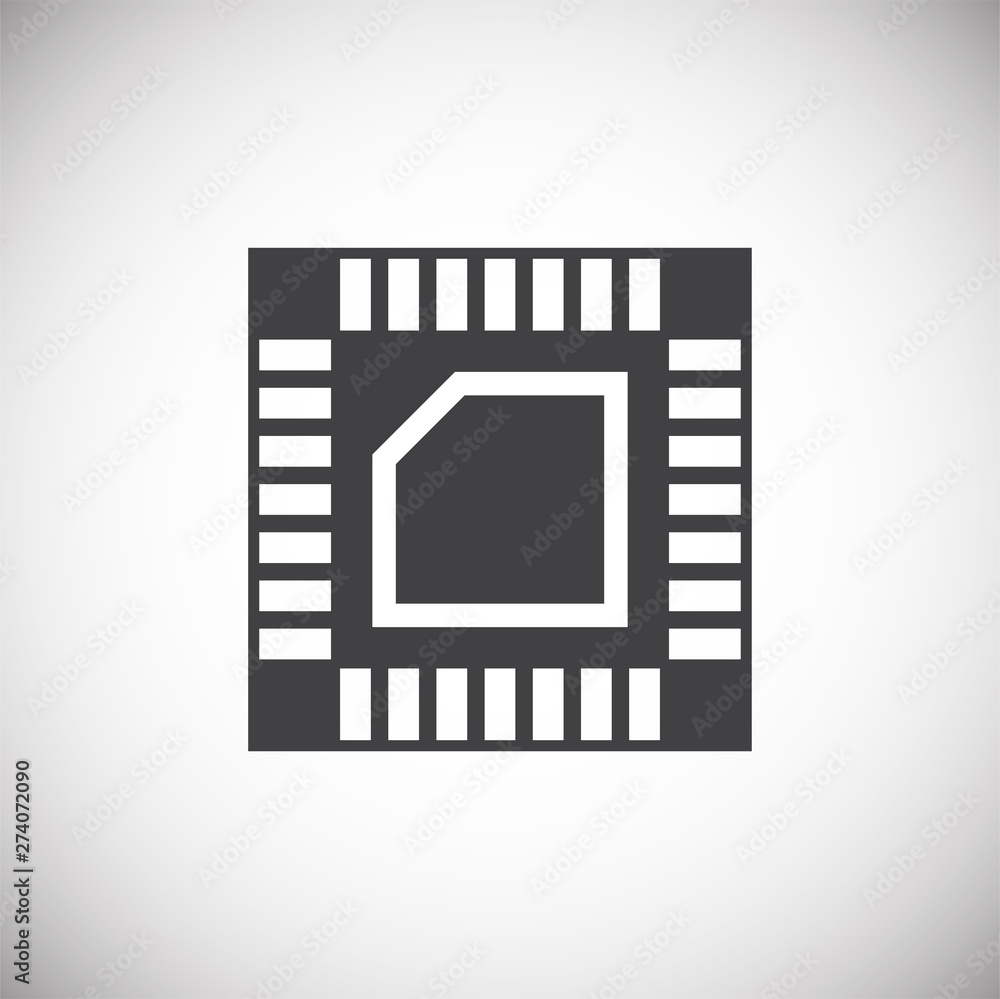 Poster computer chip related icon on background for graphic and web design. simple illustration. internet c
