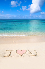 I Love You written in the sand