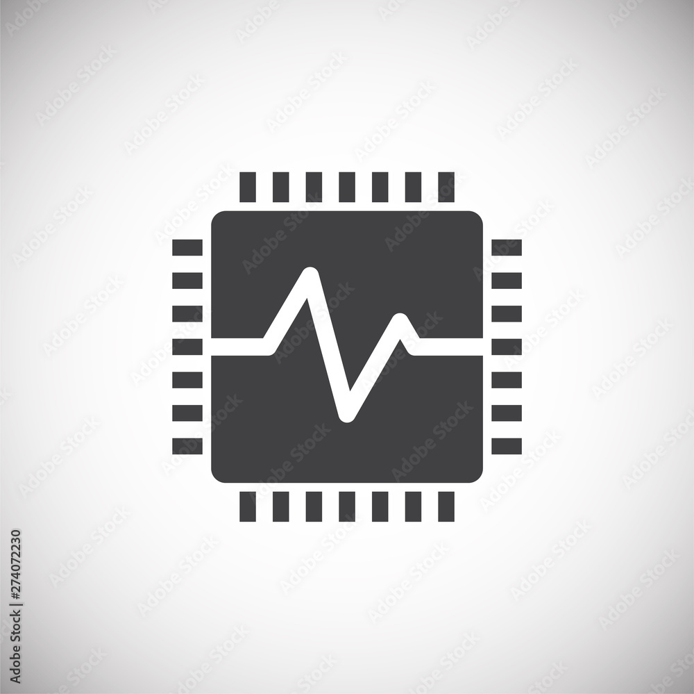 Poster computer chip related icon on background for graphic and web design. simple illustration. internet c