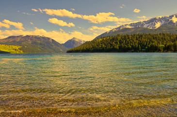 A lake in the high mountains