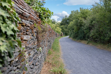 Chemin avec mur en pierre