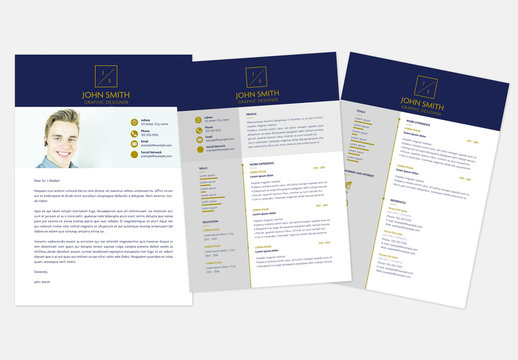 Blue and Gold Resume Layout Kit