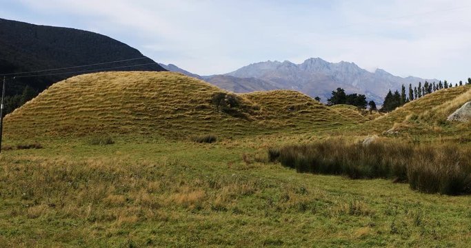 Natural mounds  in New Zealand 4K