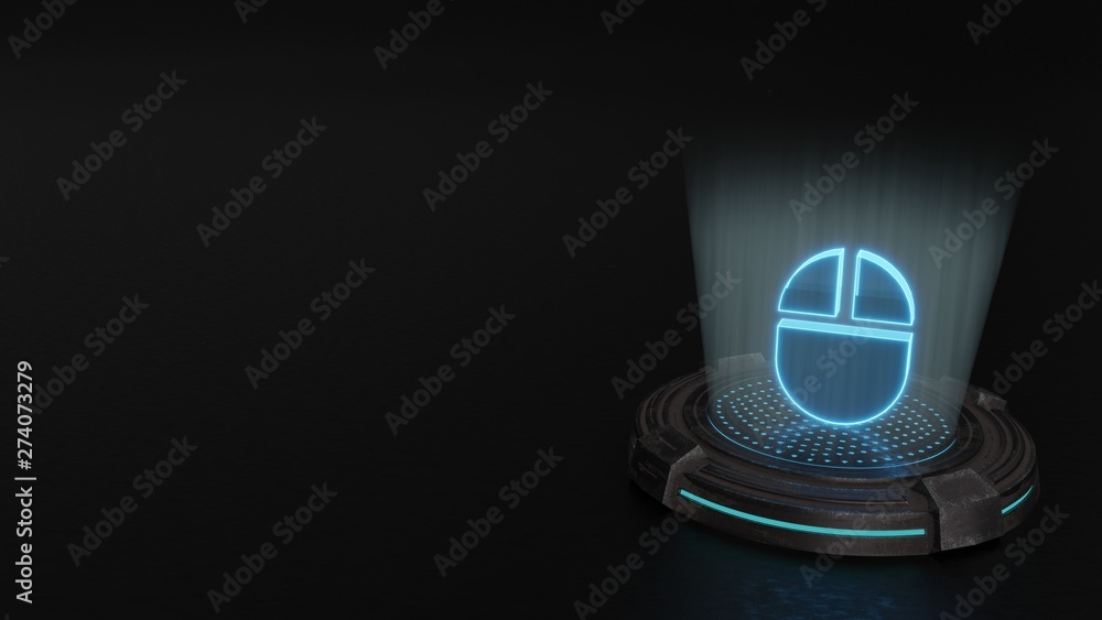 Poster 3d hologram symbol of computer 2 icon render