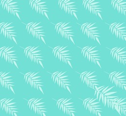 Background of palm leaves of blue shades