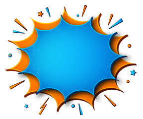 Comics background. Cartoon poster in pop art style with orange-blue speech bubbles with halftone and sound effects. Funny colorful banner with place for text on white backdrop