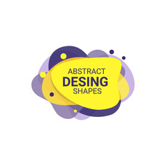 Yellow abstract liquid elements with text sample. Dynamical colored forms and dots. Gradient banners with flowing liquid shapes. Template for design of logo, flyer or presentation. Vector illustration