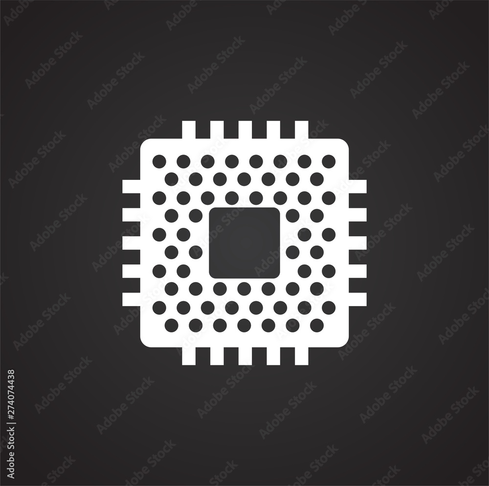 Poster computer chip related icon on background for graphic and web design. simple illustration. internet c