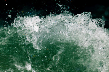 Splashes of water from the waves in the sea