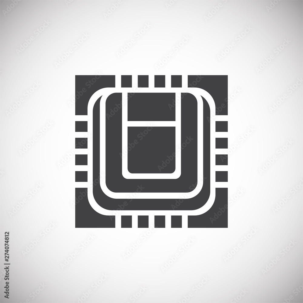 Poster computer chip related icon on background for graphic and web design. simple illustration. internet c