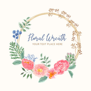 Floral Wreath Watercolor Background