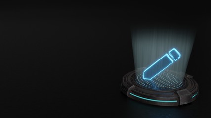 3d hologram symbol of create new pencil button icon render