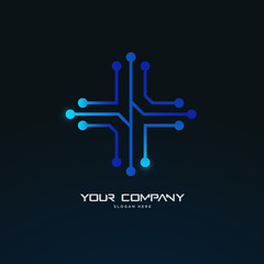 Obraz premium futuristic abstract tech circuit board logo template