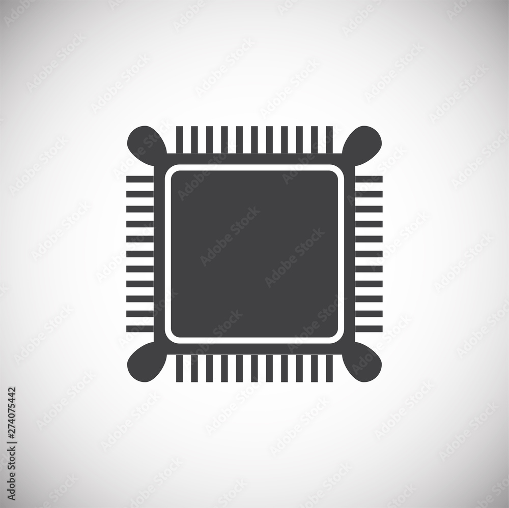 Poster computer chip related icon on background for graphic and web design. simple illustration. internet c