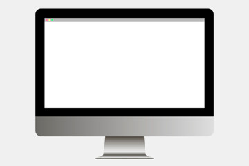 Desktop computer, Monitor with Blank White Screen isolated on white background for responsive design presentation. Vector Illustration. Screen mockup