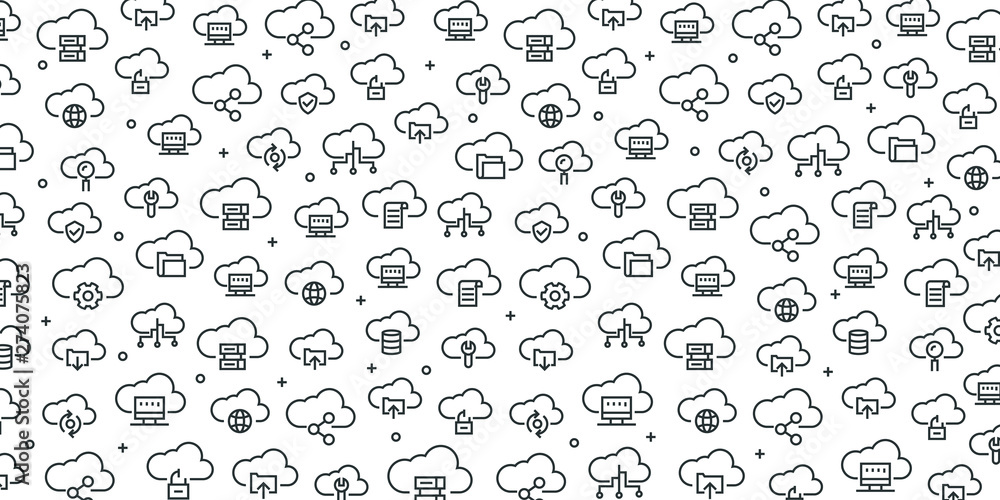 Poster cloud computing seamless pattern
