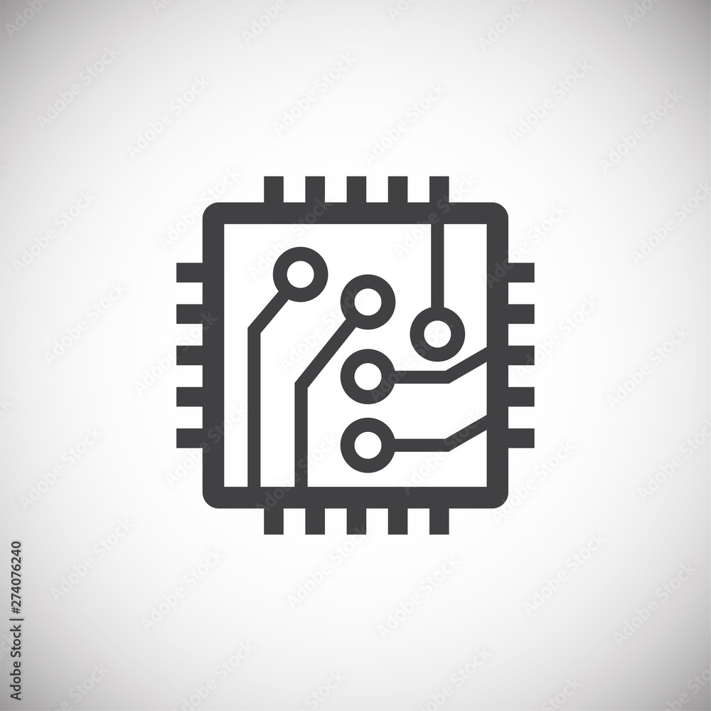 Poster computer chip related icon on background for graphic and web design. simple illustration. internet c