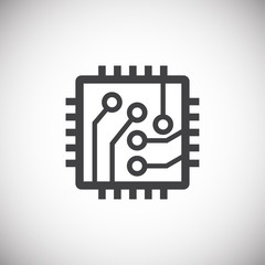 Computer chip related icon on background for graphic and web design. Simple illustration. Internet concept symbol for website button or mobile app.
