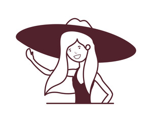 silhouette of woman with swimsuit on white background