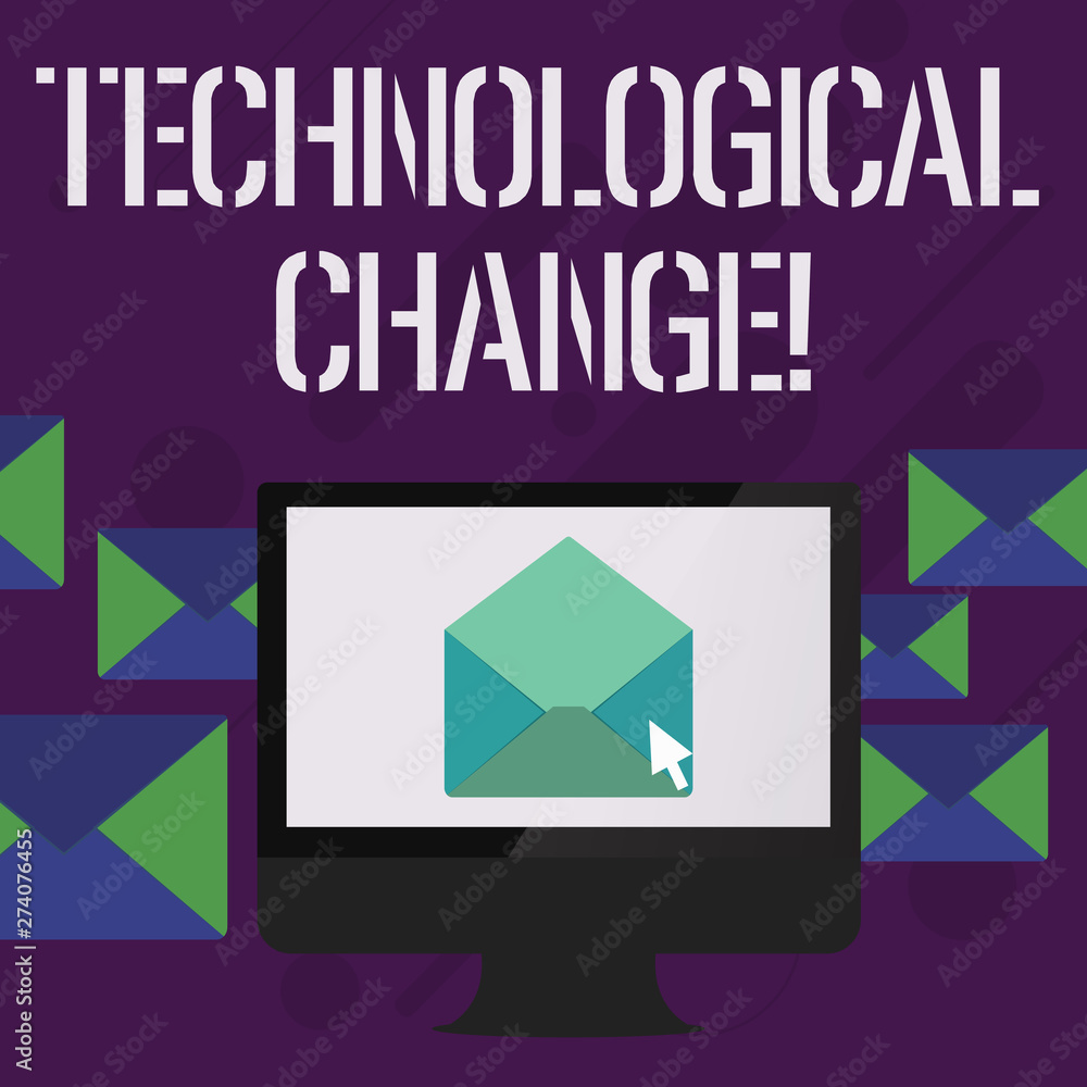 Poster writing note showing technological change. business photo showcasing increase in the efficiency of a