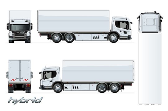 Vector cargo truck generation hybrid engine template