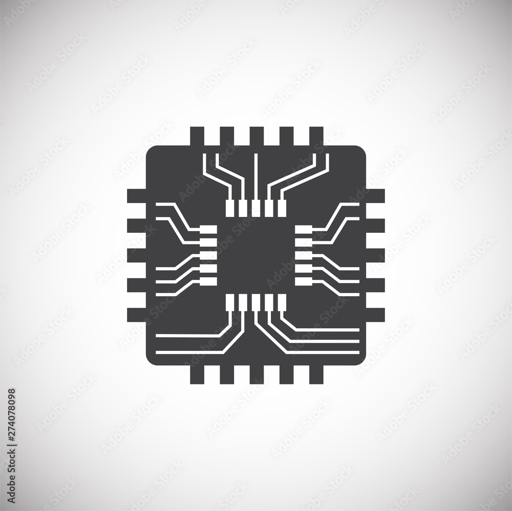 Poster computer chip related icon on background for graphic and web design. simple illustration. internet c
