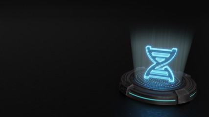 3d hologram symbol of dna icon render