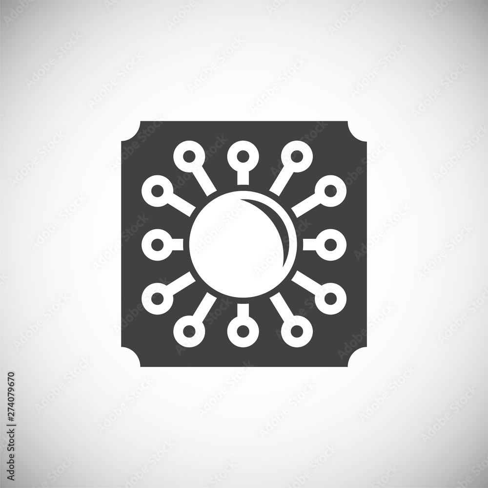 Poster computer chip related icon on background for graphic and web design. simple illustration. internet c