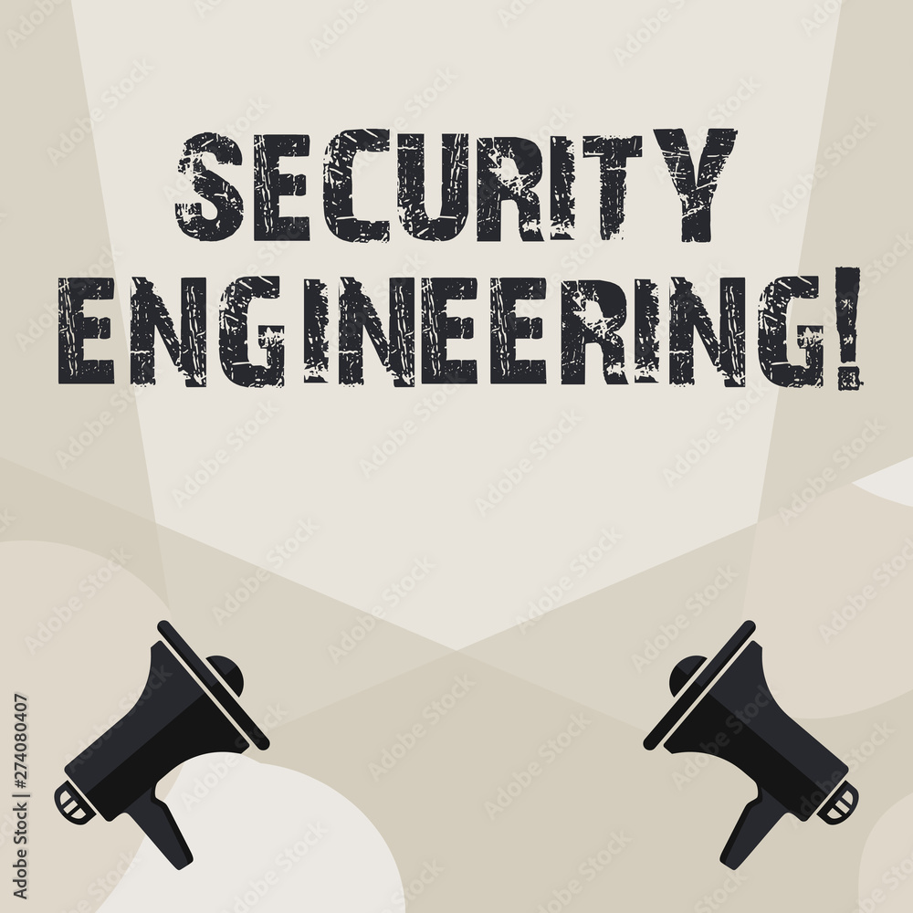 Poster conceptual hand writing showing security engineering. concept meaning focus on the security aspects 