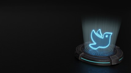 3d hologram symbol of dove icon render