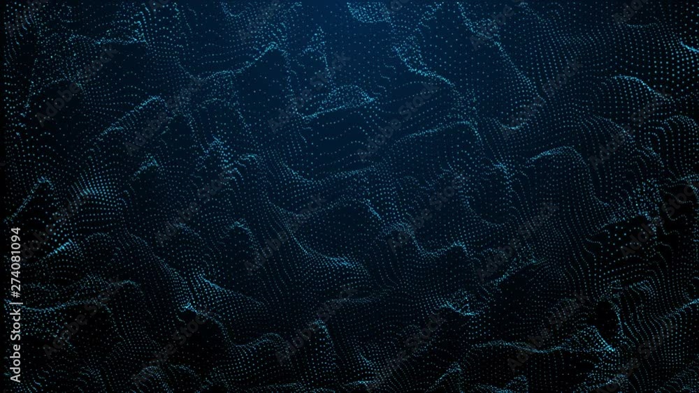 Aufkleber Digital Wave Particles Flow Abstract motion particle landscape background for cyberspace design and bright flare
