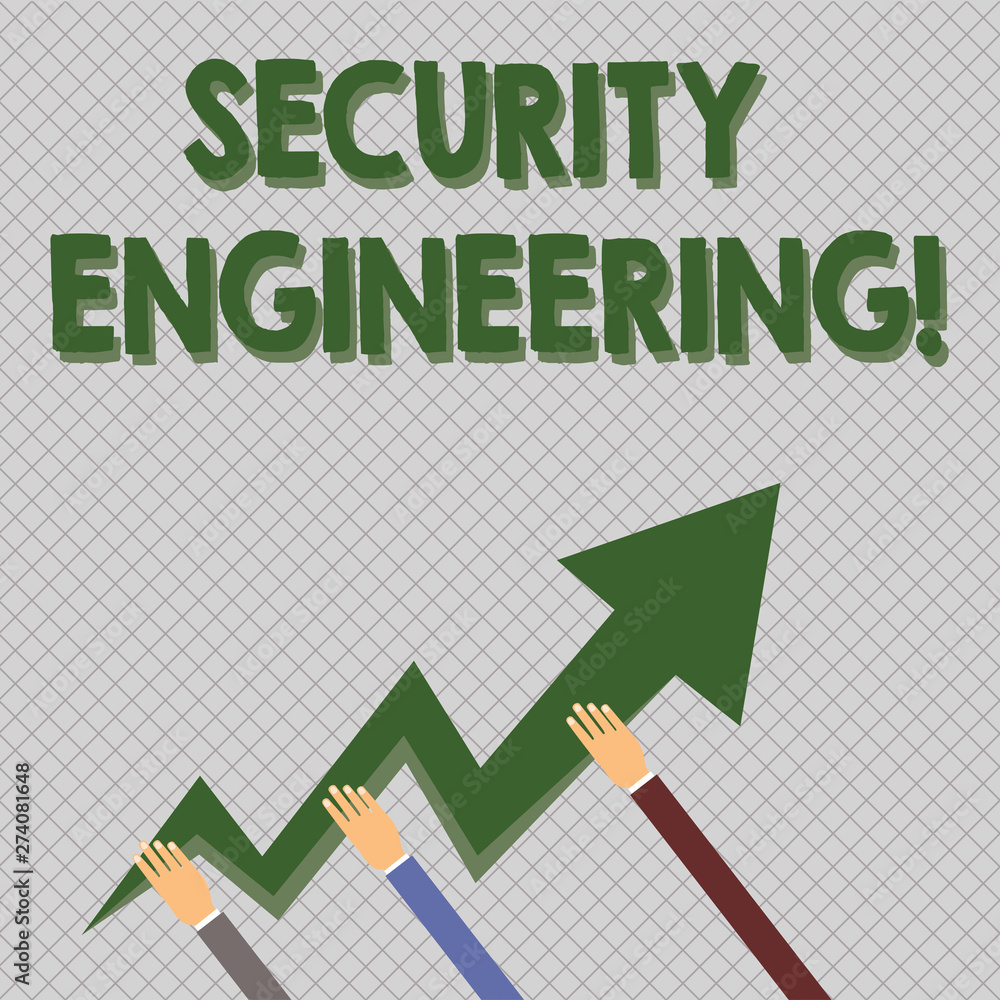 Poster conceptual hand writing showing security engineering. concept meaning focus on the security aspects 