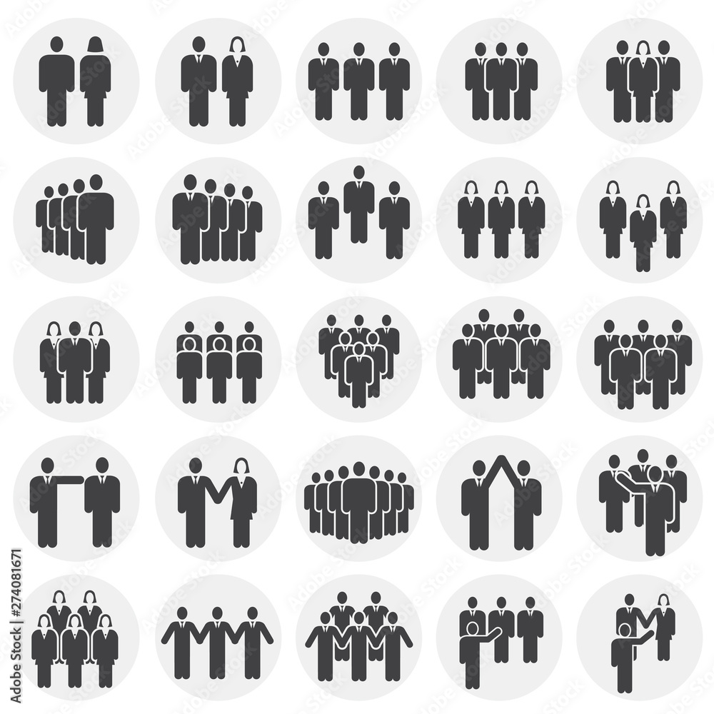 Poster business people related icons set on background for graphic and web design. simple illustration. int