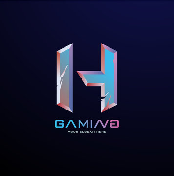 Initial letter H gaming esports style logo template