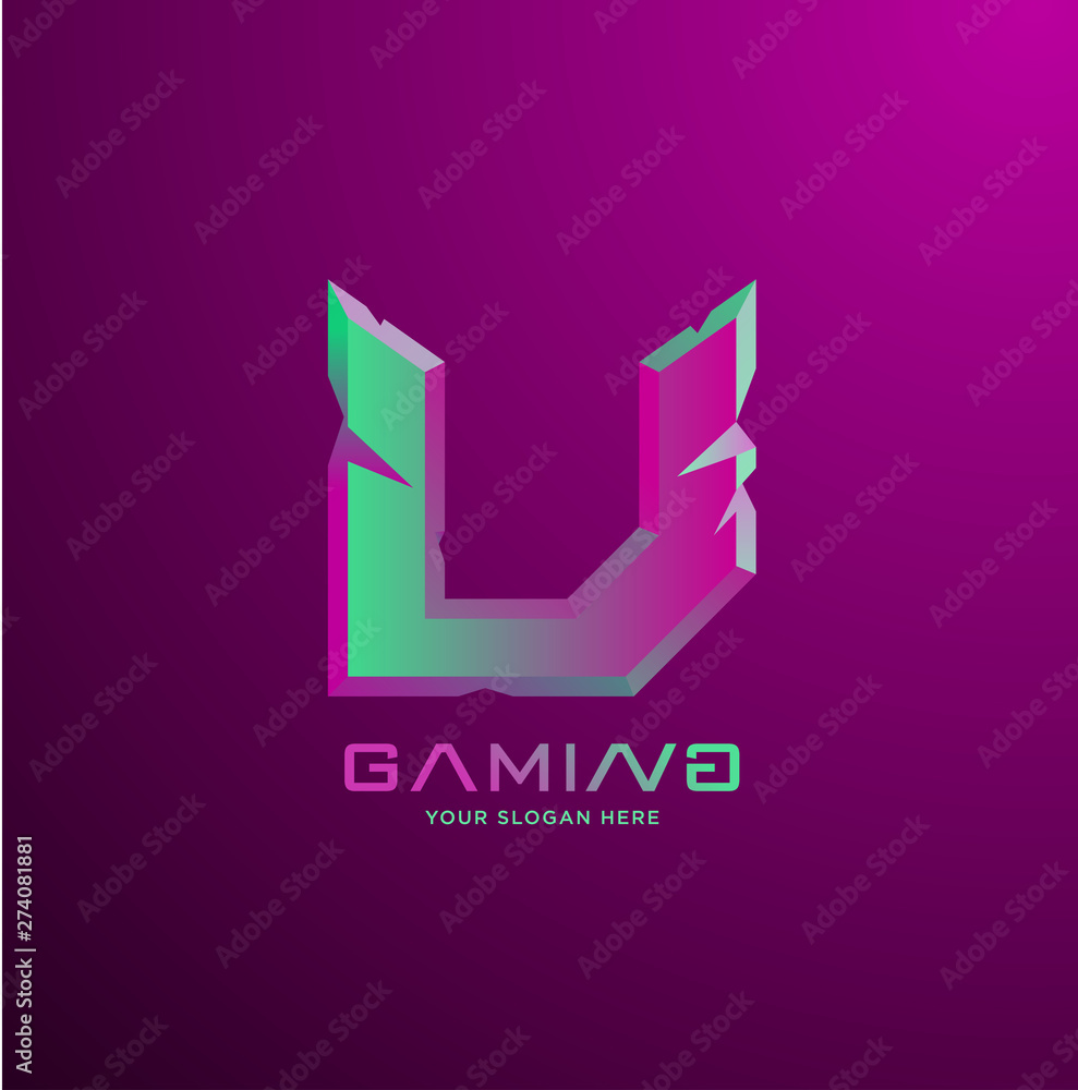 Wall mural Initial letter U gaming esports style logo template - Wall murals