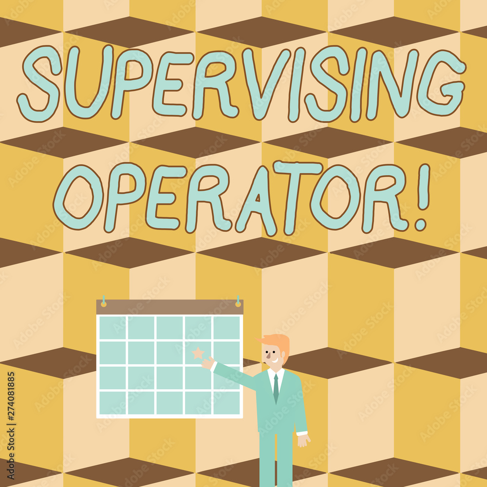 Poster text sign showing supervising operator. business photo text monitoring and coordinating the plant op