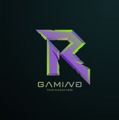 Initial letter R  gaming esports style logo template © Anjar G