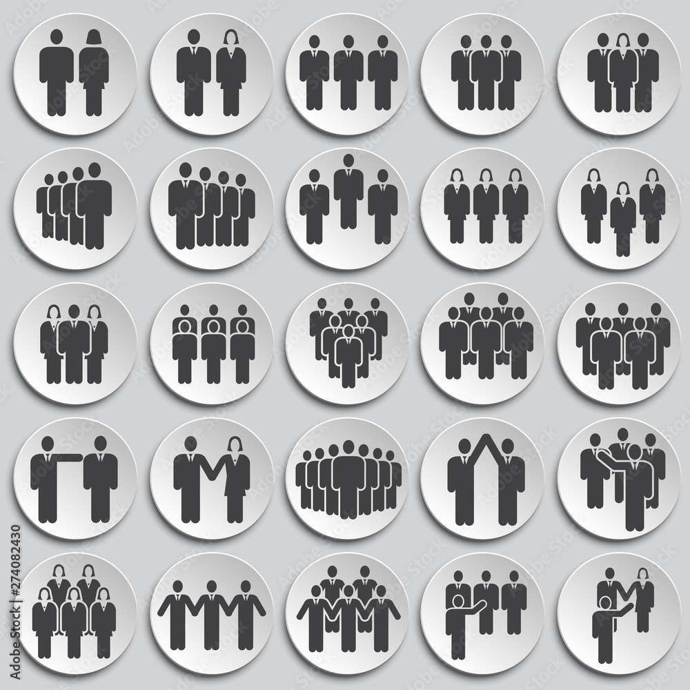 Poster business people related icons set on background for graphic and web design. simple illustration. int