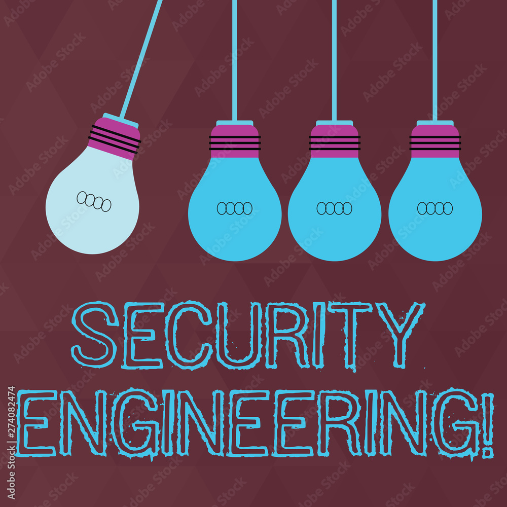 Poster conceptual hand writing showing security engineering. concept meaning focus on the security aspects 