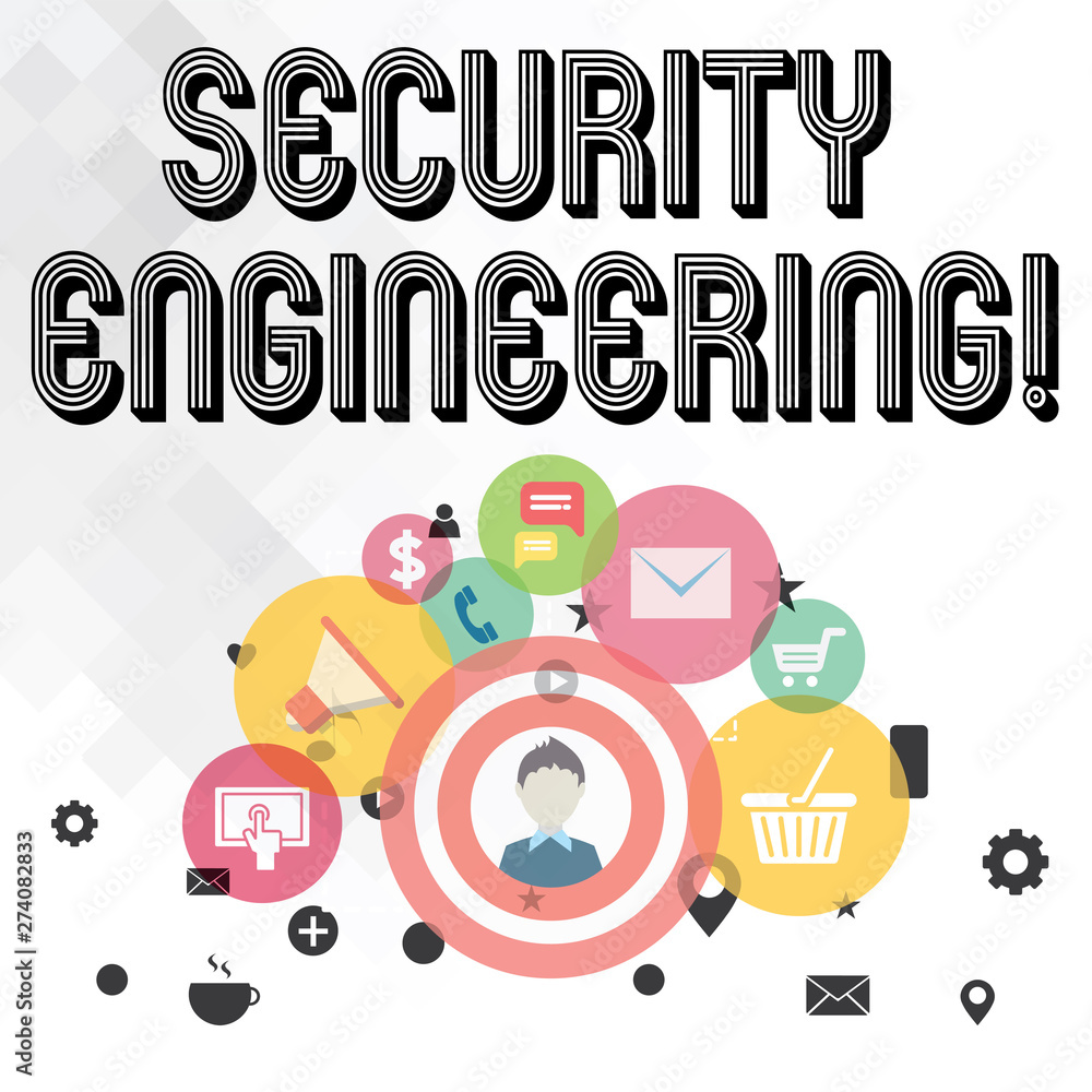 Aufkleber handwriting text writing security engineering. conceptual photo focus on the security aspects in the